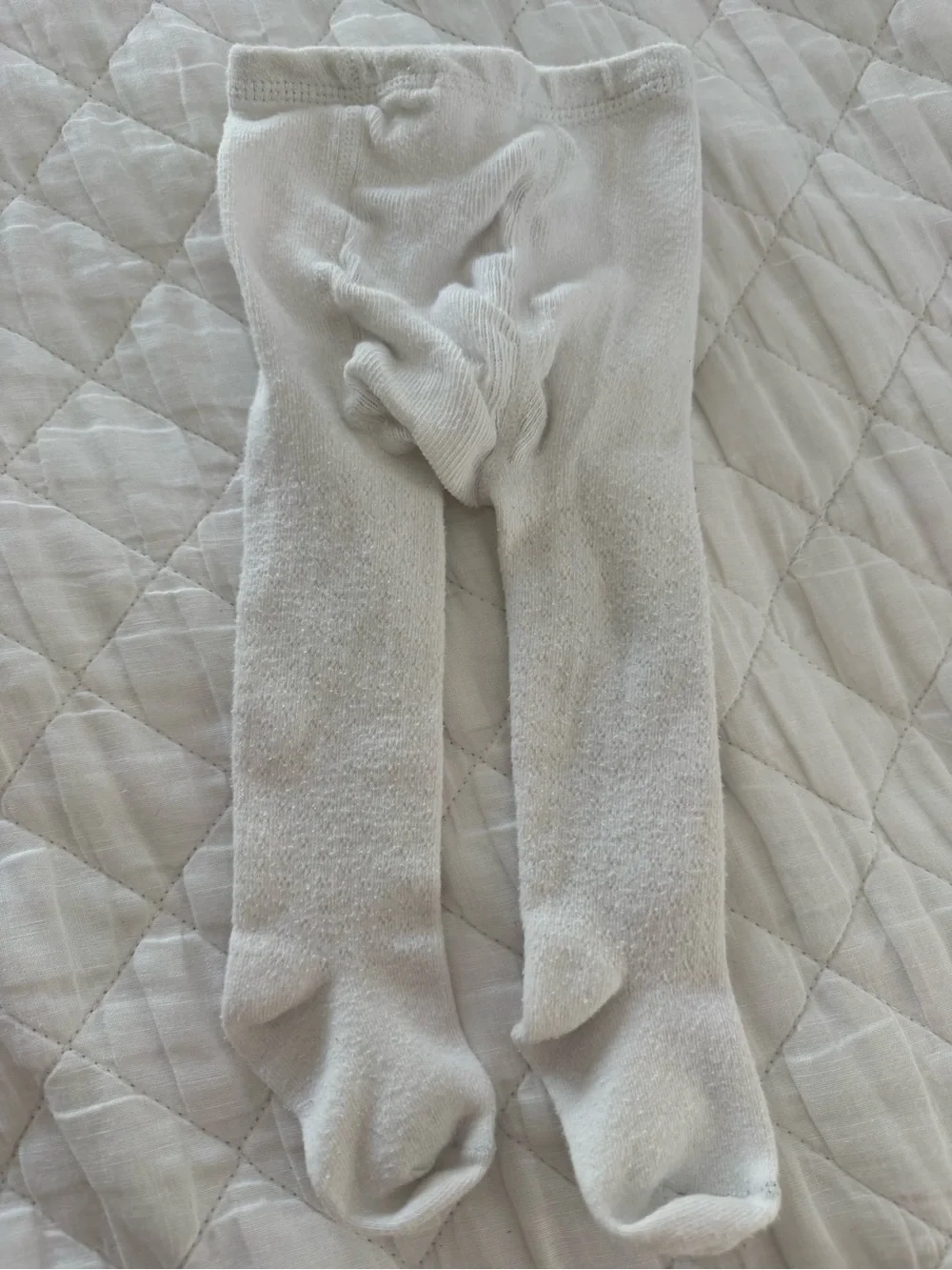 White Cotton Blend Baby Tights - White